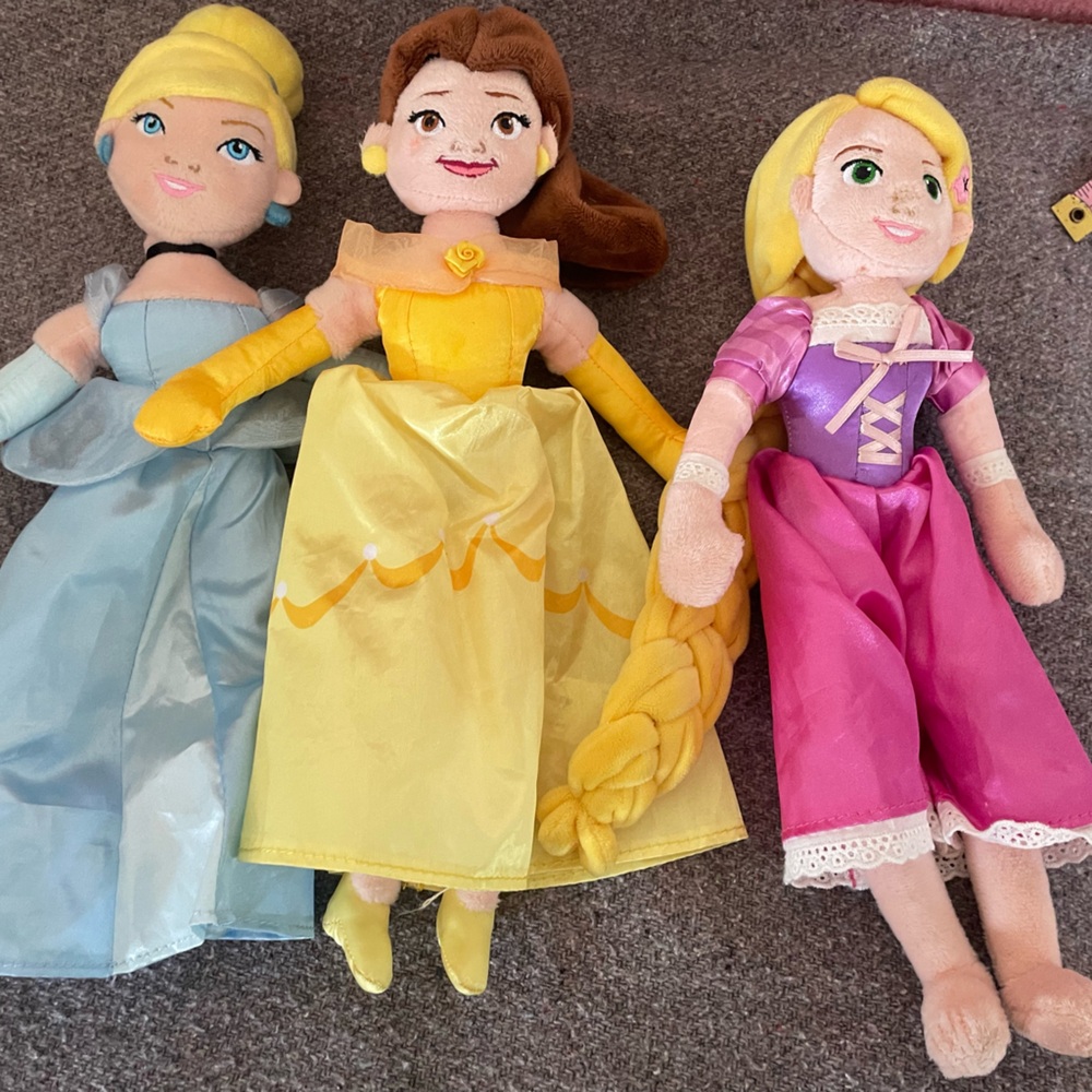 Disney Princess Plush Trio in Blue, Yellow, and Pink